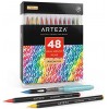 Arteza Real Brush Pens, 48 Colors for Watercolor Painting with Flexible Nylon Brush Tips, Paint Markers for Coloring, Calligraphy and Drawing with Water Brush for Artists and Beginner Painters
