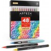 Arteza Real Brush Pens, 48 Colors for Watercolor Painting with Flexible Nylon Brush Tips, Paint Markers for Coloring, Calligraphy and Drawing with Water Brush for Artists and Beginner Painters