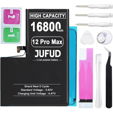 16800mAh Used for iPhone 12 Pro Max Replacement Battery - 0 Cycle Li-Polymer, Compatible with A2410 A2411 A2412 A2342 Models Includes Full Repair Tools 