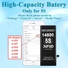 14800mAh Used for iPhone 5S/5C Replacement Battery - 0 Cycle Li-Polymer, Compatible with A1453 A1457 A1518 A1528 A1530 A1533 Models Includes Full Repair Tools
