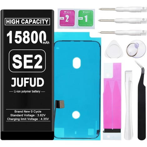 15800mAh Replacement Battery Used for iPhone SE 2020-0 Cycle Li-Polymer Battery Compatible with Model A2275 A2296 A2298 Includes Full Repair Kit