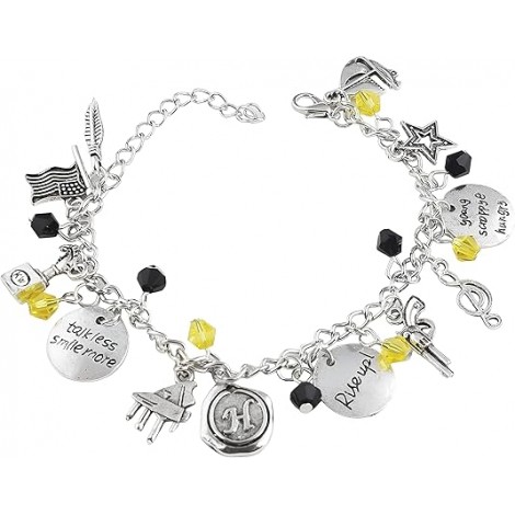 Blingsoul Disc Silver Charm Bracelet for Women - Broadway Hamiltn Musical Gifts Jewelry