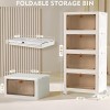 4-Tier Stackable Storage Bins with Lid,Foldable Plastic Drawer Storage with Magnetic Doors & Wheels,Closet Organizers and Storage for Living Room, Office, Dorm