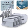 Upgrade Bed Sheet Holders for Corners, Lock Sheet Holders, 4Pcs Fitted Sheet Holders Keep Sheets Firm & Tight,Durable Heavy Duty Bed Sheet Clips, Sheet Locks, Fit All Mattress Easy Install
